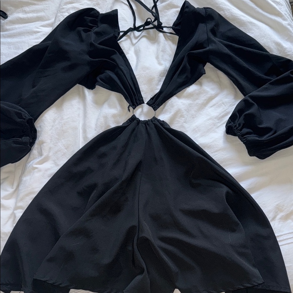 L'ATISTE Black Satin Dress